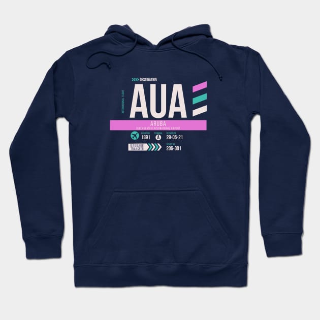 Aruba (AUA) Airport Code Baggage Tag Hoodie by SLAG_Creative